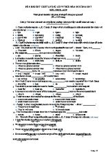 Đề khảo sát chất lượng môn Tiếng Anh Lớp 9 - Năm học 2016-2017